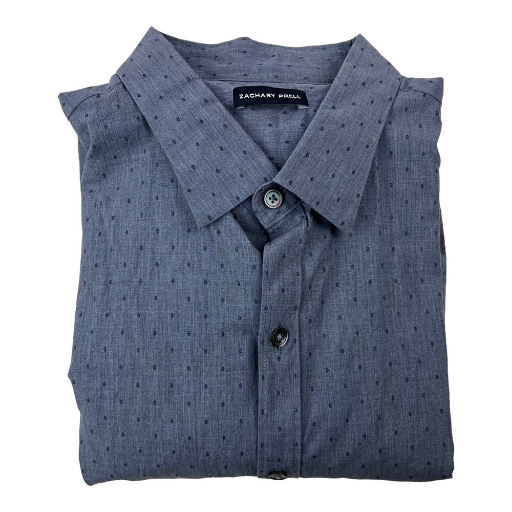 Zachary Prell Blue w/ Diamond Embroidered AOP Long Sleeve‎ Button Up Size XL